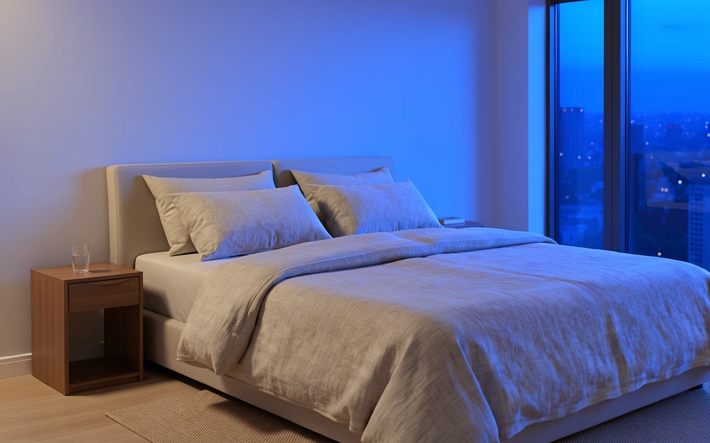 Klidná ložnice připravená pro regeneraci